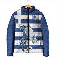 Greece Football Padded Jacket Dolphin Mascot Grunge Style - Wonder Print Shop