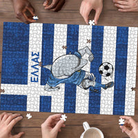 Greece Football Puzzle Dolphin Mascot Grunge Style - Wonder Print Shop