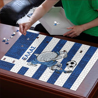 Greece Football Puzzle Dolphin Mascot Grunge Style - Wonder Print Shop