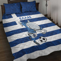 Greece Football Quilt Bed Set Dolphin Mascot Grunge Style - Wonder Print Shop