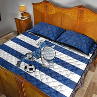 Greece Football Quilt Bed Set Dolphin Mascot Grunge Style - Wonder Print Shop