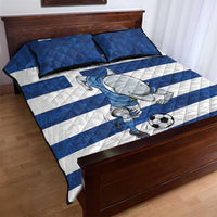 Greece Football Quilt Bed Set Dolphin Mascot Grunge Style - Wonder Print Shop