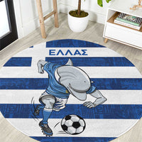Greece Football Round Carpet Dolphin Mascot Grunge Style - Wonder Print Shop