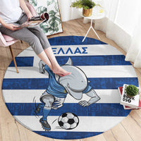 Greece Football Round Carpet Dolphin Mascot Grunge Style - Wonder Print Shop