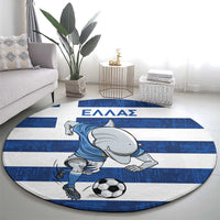 Greece Football Round Carpet Dolphin Mascot Grunge Style - Wonder Print Shop