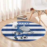 Greece Football Round Carpet Dolphin Mascot Grunge Style - Wonder Print Shop