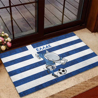 Greece Football Rubber Doormat Dolphin Mascot Grunge Style - Wonder Print Shop