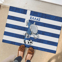 Greece Football Rubber Doormat Dolphin Mascot Grunge Style - Wonder Print Shop