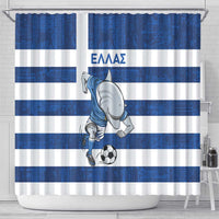 Greece Football Shower Curtain Dolphin Mascot Grunge Style - Wonder Print Shop