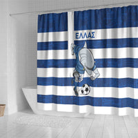 Greece Football Shower Curtain Dolphin Mascot Grunge Style - Wonder Print Shop