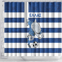 Greece Football Shower Curtain Dolphin Mascot Grunge Style - Wonder Print Shop