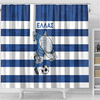Greece Football Shower Curtain Dolphin Mascot Grunge Style - Wonder Print Shop