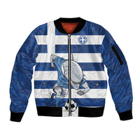 Greece Football Sleeve Zip Bomber Jacket Dolphin Mascot Grunge Style - Wonder Print Shop