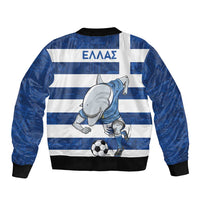 Greece Football Sleeve Zip Bomber Jacket Dolphin Mascot Grunge Style - Wonder Print Shop