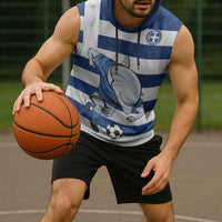 Greece Football Sleeveless Hoodie Dolphin Mascot Grunge Style - Wonder Print Shop