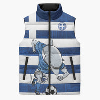 Greece Football Sleeveless Puffer Jacket Dolphin Mascot Grunge Style - Wonder Print Shop