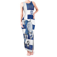 Greece Football Tank Maxi Dress Dolphin Mascot Grunge Style - Wonder Print Shop