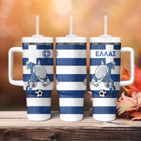 Greece Football Tumbler With Handle Dolphin Mascot Grunge Style - Wonder Print Shop