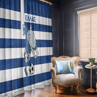 Greece Football Window Curtain Dolphin Mascot Grunge Style - Wonder Print Shop