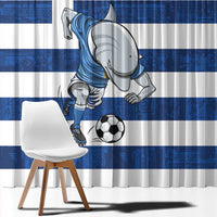 Greece Football Window Curtain Dolphin Mascot Grunge Style - Wonder Print Shop