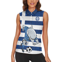 Greece Football Women Sleeveless Polo Shirt Dolphin Mascot Grunge Style - Wonder Print Shop