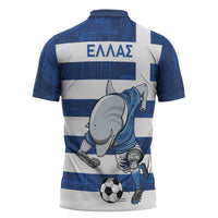 Greece Football Zipper Polo Shirt Dolphin Mascot Grunge Style - Wonder Print Shop