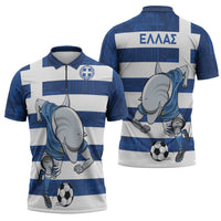 Greece Football Zipper Polo Shirt Dolphin Mascot Grunge Style - Wonder Print Shop