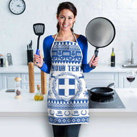 Personalized Christmas Greece Coat Of Arms Apron Hellas Kala Christougena - Wonder Print Shop