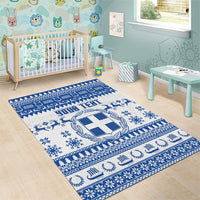 Personalized Christmas Greece Coat Of Arms Area Rug Hellas Kala Christougena - Wonder Print Shop