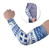 Personalized Christmas Greece Coat Of Arms Arm Sleeves Hellas Kala Christougena - Wonder Print Shop