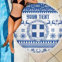 Personalized Christmas Greece Coat Of Arms Beach Blanket Hellas Kala Christougena - Wonder Print Shop