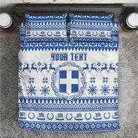 Personalized Christmas Greece Coat Of Arms Bedding Set Hellas Kala Christougena - Wonder Print Shop