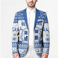 Personalized Christmas Greece Coat Of Arms Blazer Hellas Kala Christougena - Wonder Print Shop