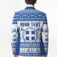 Personalized Christmas Greece Coat Of Arms Blazer Hellas Kala Christougena - Wonder Print Shop