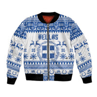Personalized Christmas Greece Coat Of Arms Bomber Jacket Hellas Kala Christougena - Wonder Print Shop