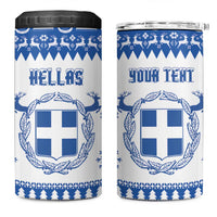 Personalized Christmas Greece Coat Of Arms 4 in 1 Can Cooler Tumbler Hellas Kala Christougena - Wonder Print Shop