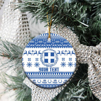 Personalized Christmas Greece Coat Of Arms Ceramic Ornament Hellas Kala Christougena - Wonder Print Shop