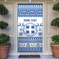 Personalized Christmas Greece Coat Of Arms Door Cover Hellas Kala Christougena - Wonder Print Shop