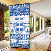 Personalized Christmas Greece Coat Of Arms Door Cover Hellas Kala Christougena - Wonder Print Shop