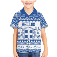 Personalized Christmas Greece Coat Of Arms Family Matching Mermaid Dress and Hawaiian Shirt Hellas Kala Christougena - Wonder Print Shop