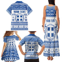 Personalized Christmas Greece Coat Of Arms Family Matching Tank Maxi Dress and Hawaiian Shirt Hellas Kala Christougena - Wonder Print Shop