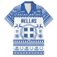 Personalized Christmas Greece Coat Of Arms Hawaiian Shirt Hellas Kala Christougena - Wonder Print Shop