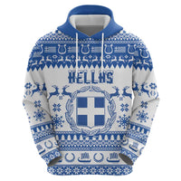 Personalized Christmas Greece Coat Of Arms Hoodie Hellas Kala Christougena - Wonder Print Shop