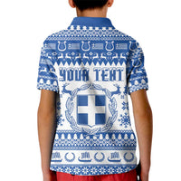 Personalized Christmas Greece Coat Of Arms Kid Polo Shirt Hellas Kala Christougena - Wonder Print Shop
