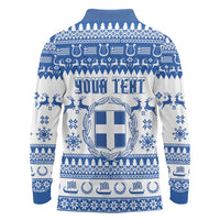 Personalized Christmas Greece Coat Of Arms Long Sleeve Polo Shirt Hellas Kala Christougena - Wonder Print Shop
