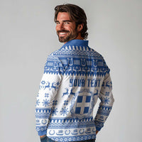 Personalized Christmas Greece Coat Of Arms Long Sleeve Polo Shirt Hellas Kala Christougena - Wonder Print Shop