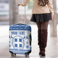 Personalized Christmas Greece Coat Of Arms Luggage Cover Hellas Kala Christougena - Wonder Print Shop