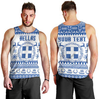 Personalized Christmas Greece Coat Of Arms Men Tank Top Hellas Kala Christougena - Wonder Print Shop