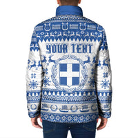 Personalized Christmas Greece Coat Of Arms Padded Jacket Hellas Kala Christougena - Wonder Print Shop