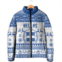 Personalized Christmas Greece Coat Of Arms Padded Jacket Hellas Kala Christougena - Wonder Print Shop